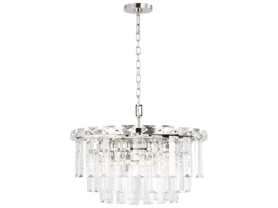 Arden 10-Light Chandelier with Textured Glass in Polished Nickel
