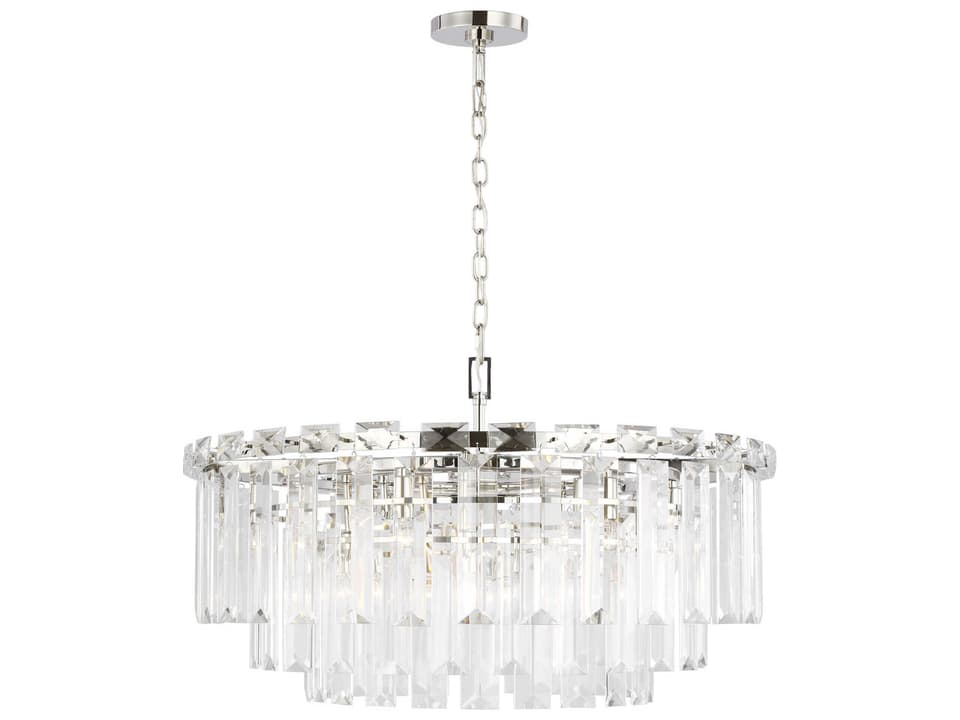 16-Light Arden Chandelier in Polished Nickel with Textured Glass
