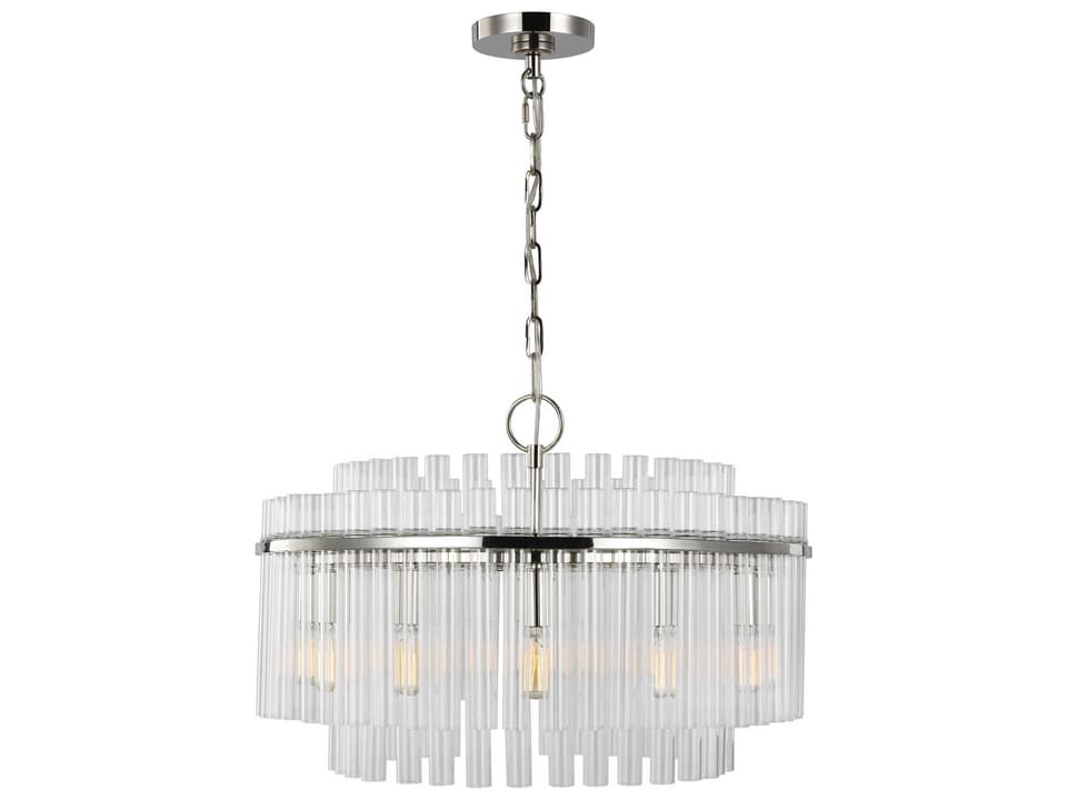 Beckett 12-Light Chandelier in Polished Nickel with Clear Glass