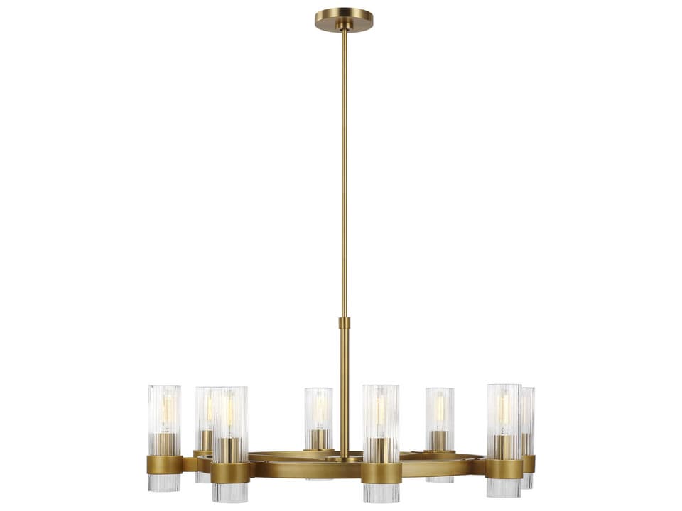 Geneva 8-Light Chandelier in Burnished Brass with Clear Glass