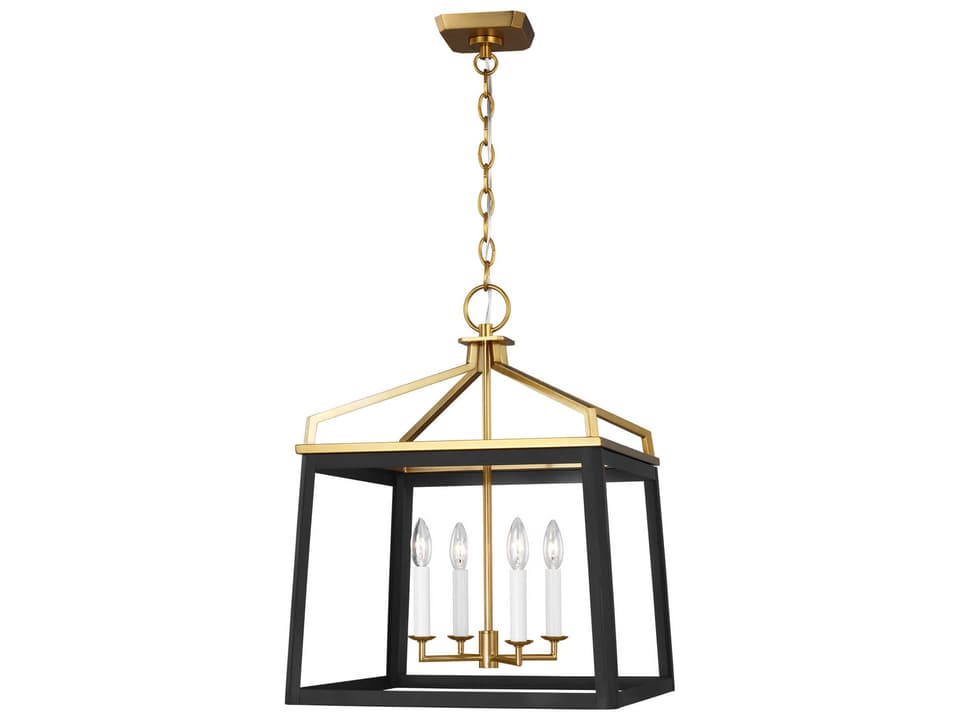 Carlow 4-Light Chandelier in Midnight Black and Burnished Brass
