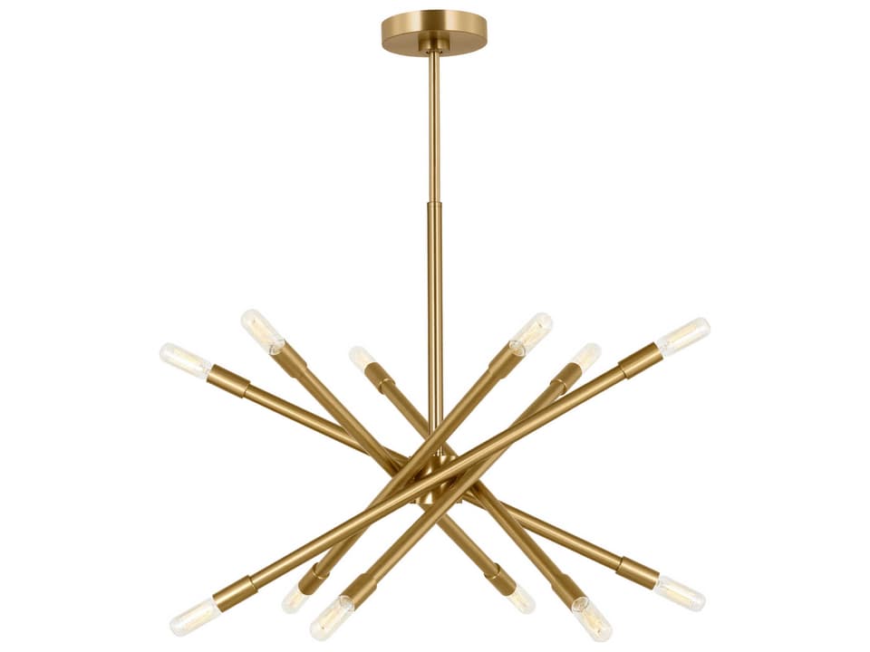 Eastyn 12-Light Chandelier in Burnished Brass Mid-Century Modern