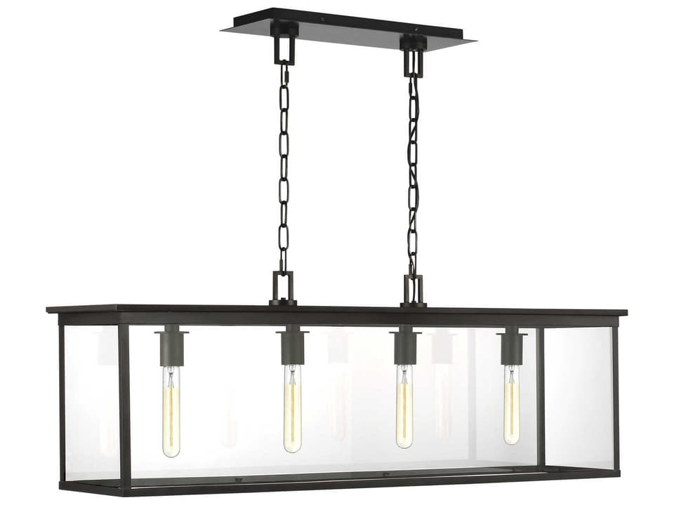 4-Light Freeport Outdoor Linear Chandelier in Heritage Copper with Clear Glass