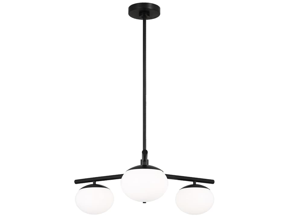 Lune 3-Light Aged Iron Black Globe Chandelier