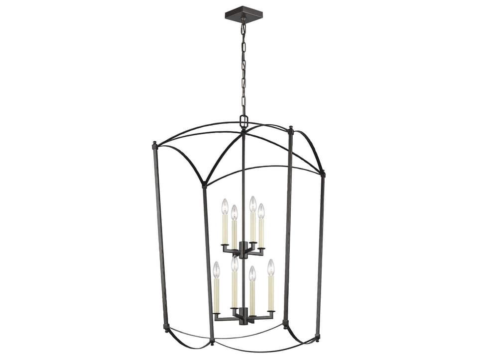 Thayer 8-Light Steel Lantern Chandelier in Smith Steel