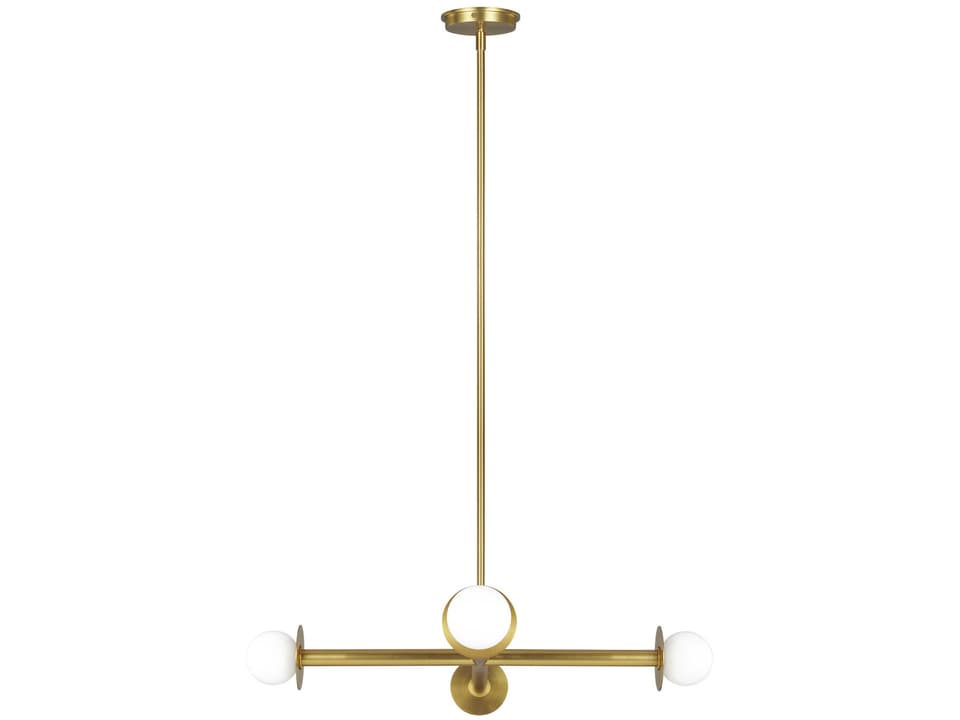 4-Light Nodes Chandelier in Burnished Brass