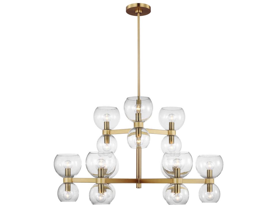 Londyn 18-Light Chandelier in Burnished Brass with Clear Glass