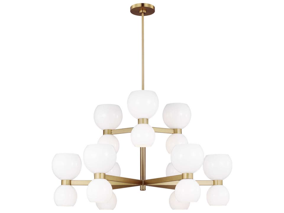 Londyn 18-Light Chandelier in Burnished Brass with Milk White Glass