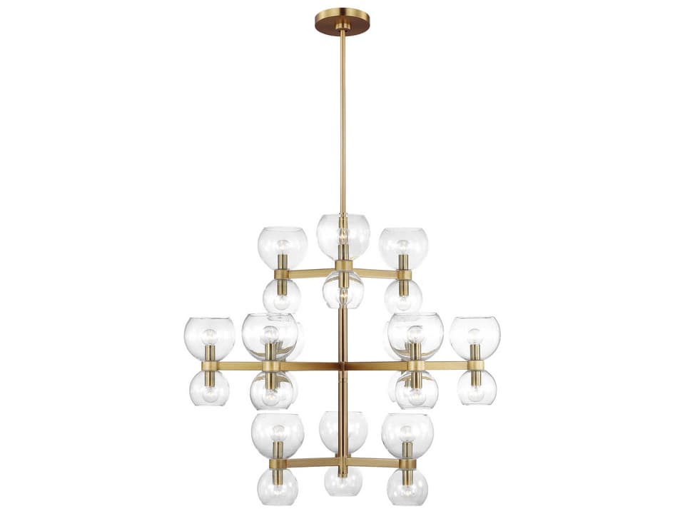 24-Light Londyn Chandelier in Burnished Brass with Clear Glass