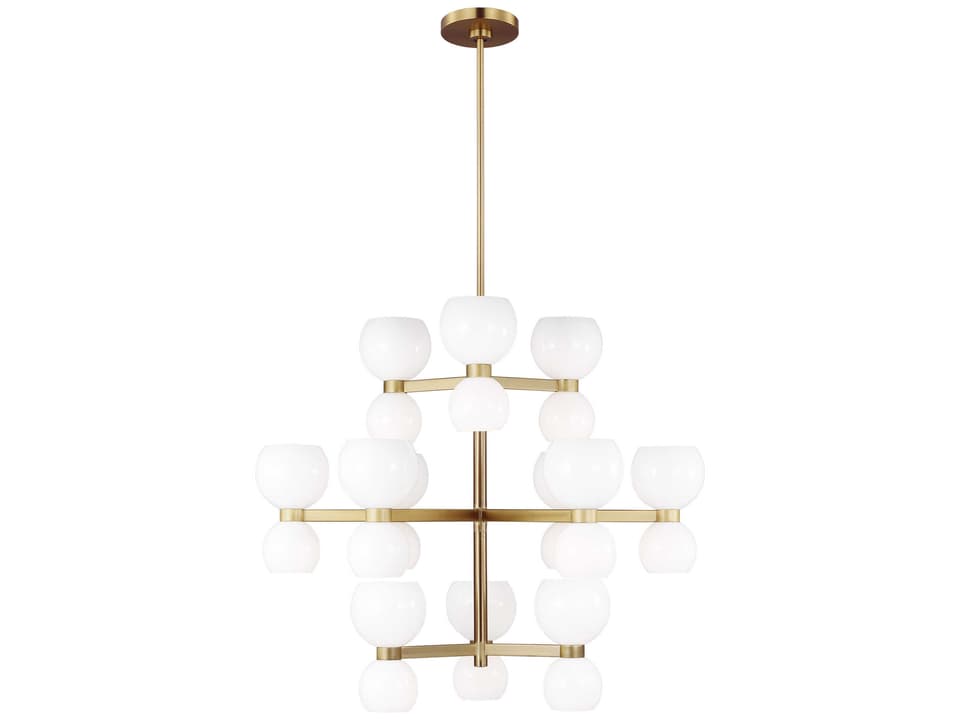24-Light Londyn Chandelier Burnished Brass Milk White Glass