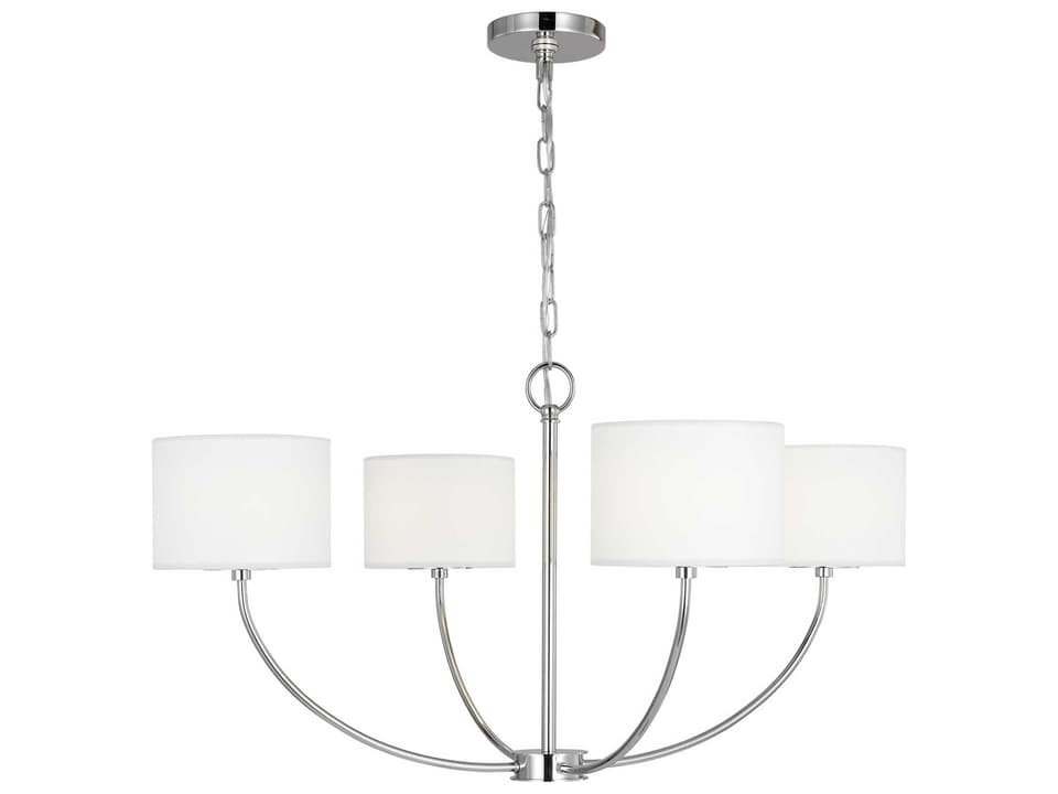 Sawyer 4-Light Chandelier in Polished Nickel with Silk Screen Shades