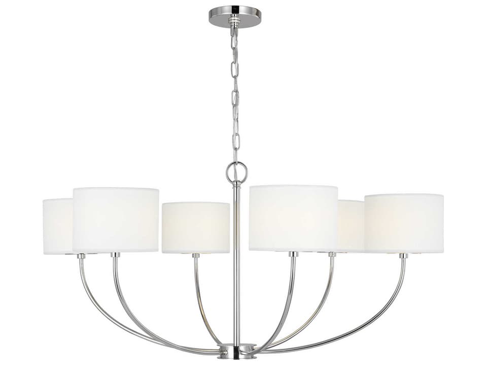 Sawyer 6-Light Chandelier in Polished Nickel with Silk Shades