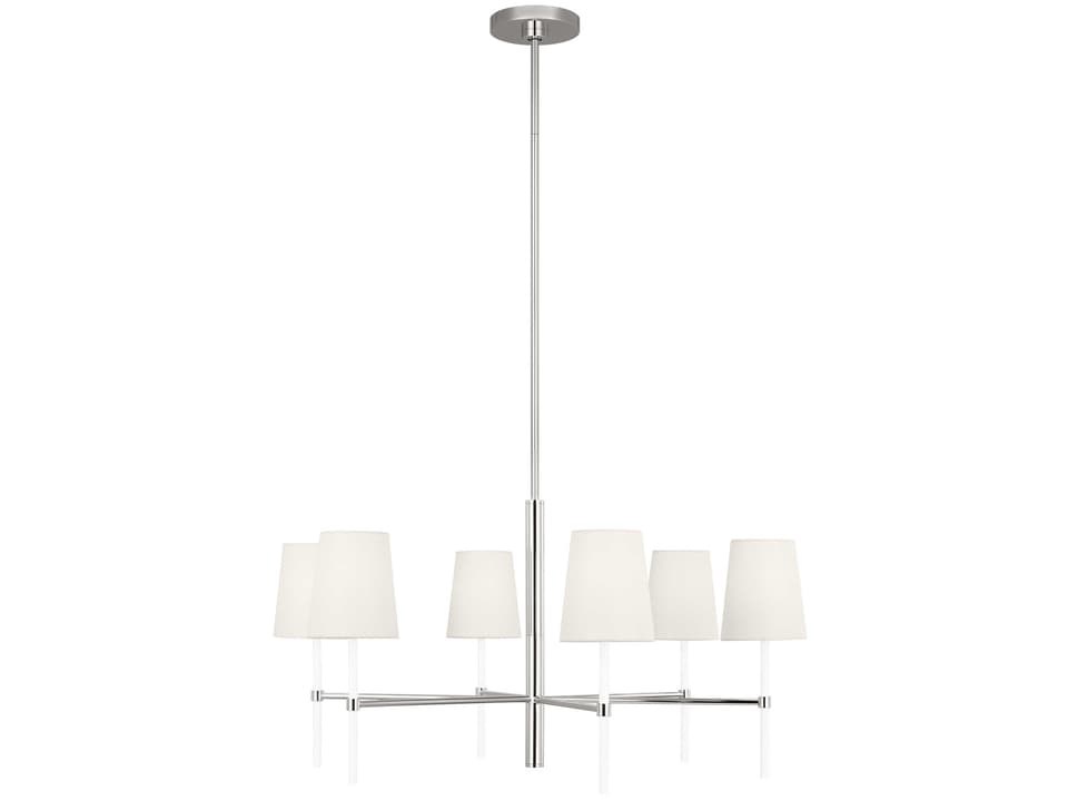 6-Light Monroe Chandelier Polished Nickel Gloss White