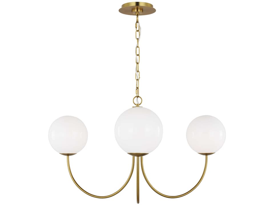 Noemie 3-Light Chandelier in Burnished Brass with Milk Glass