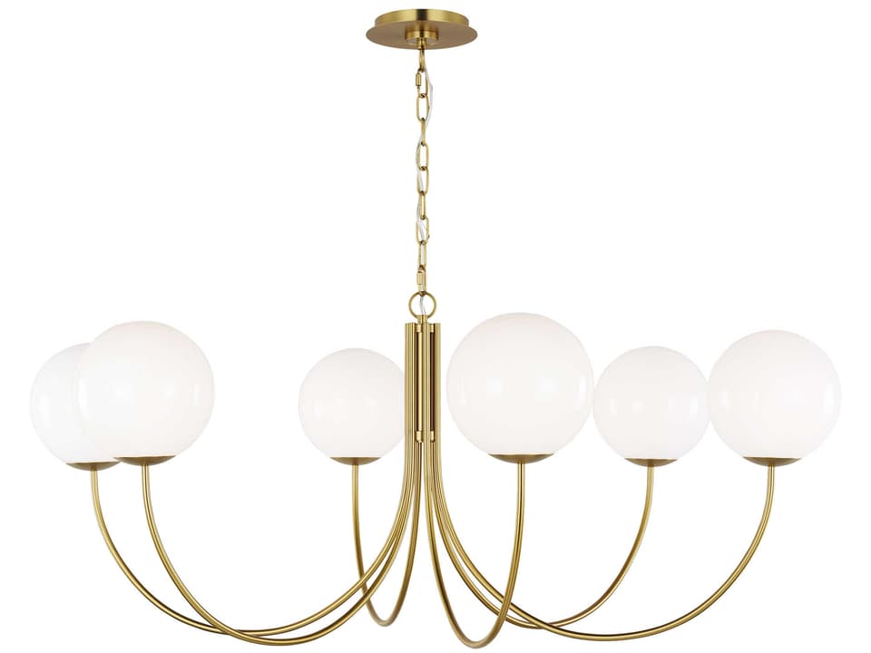 Noemie 6-Light Chandelier in Burnished Brass with Milk Glass