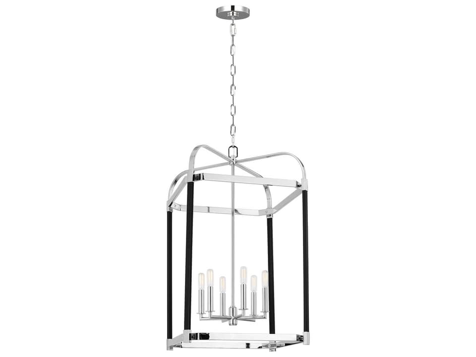 6-Light Hadley Lantern Chandelier in Polished Nickel