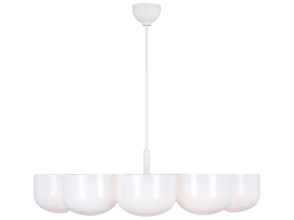 10-Light Cheverny Chandelier in Matte White with Milk Glass
