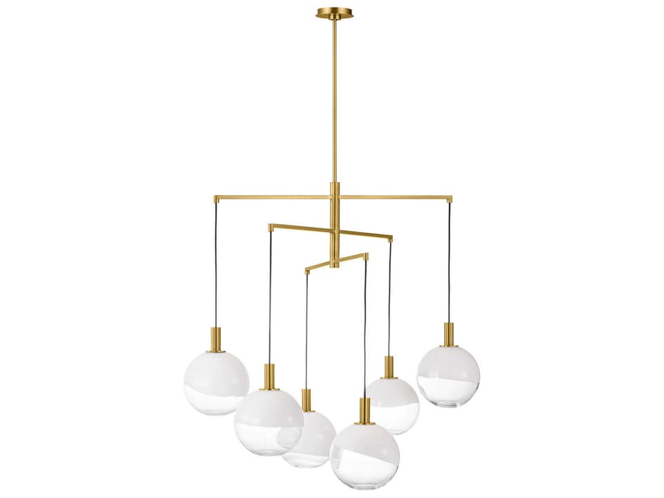 6-Light Torian Chandelier in Burnished Brass