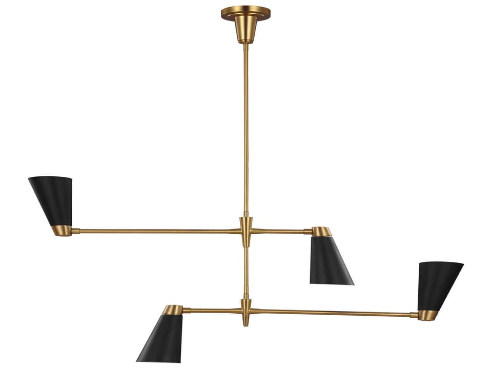 4-Light Signoret Chandelier in Burnished Brass