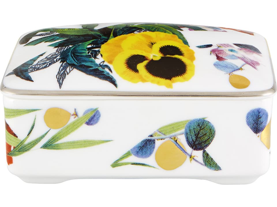 Christian Lacroix Primavera Decorative Box Porcelain with Gold Accents