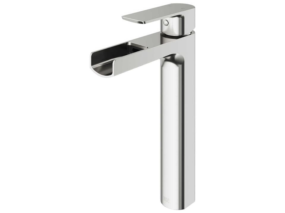 Amada Waterfall Single-Handle Vessel Bathroom Faucet in Brushed Nickel