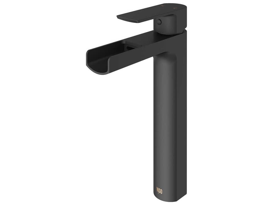 Amada Single Handle Vessel Bathroom Faucet in Matte Black