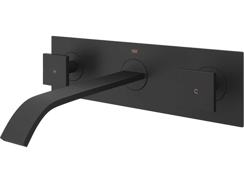 Titus Two Handle Wall Mount Bathroom Faucet in Matte Black
