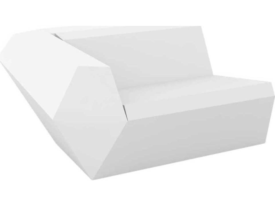 Faz Modular Right Lounge Chair in White Matte with Nautical Fabric Cushion