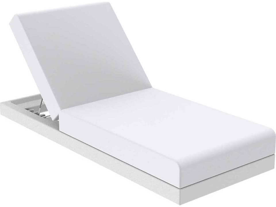 Pixel Outdoor Chaise Lounge in Matte White with Folding Backrest