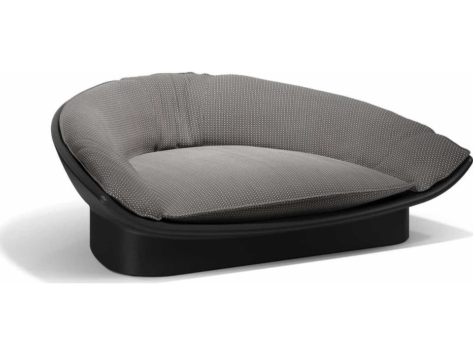 Luna Outdoor Daybed in Black Polyethylene with Fabric Cushions by Ramón Esteve