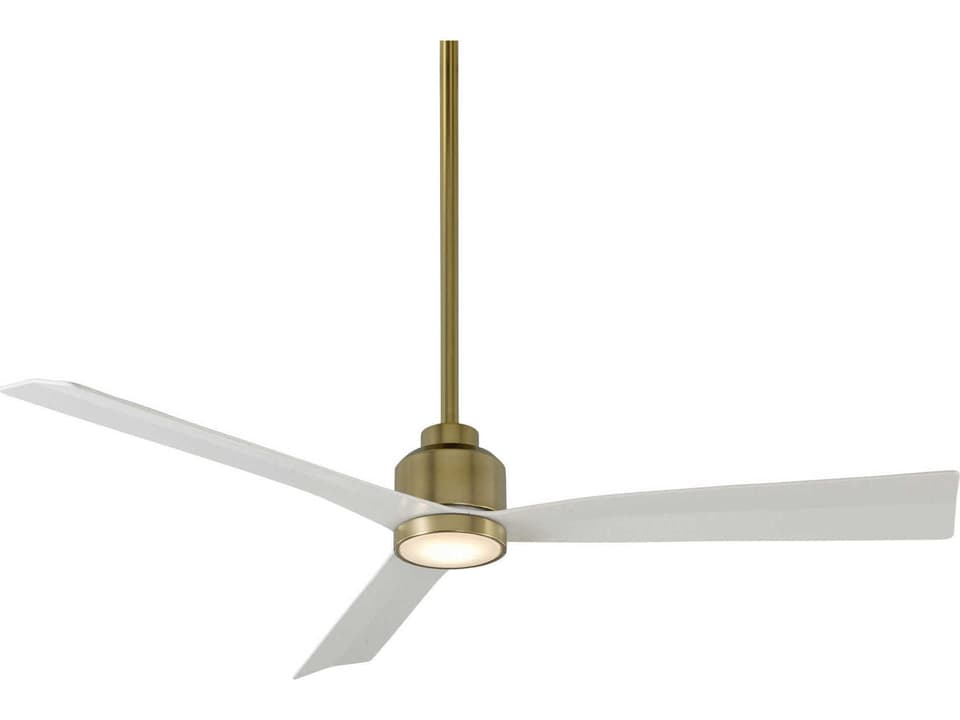 Clean 52-Inch 3-Blade Indoor Outdoor Smart Ceiling Fan with LED Light in Soft Brass Matte White