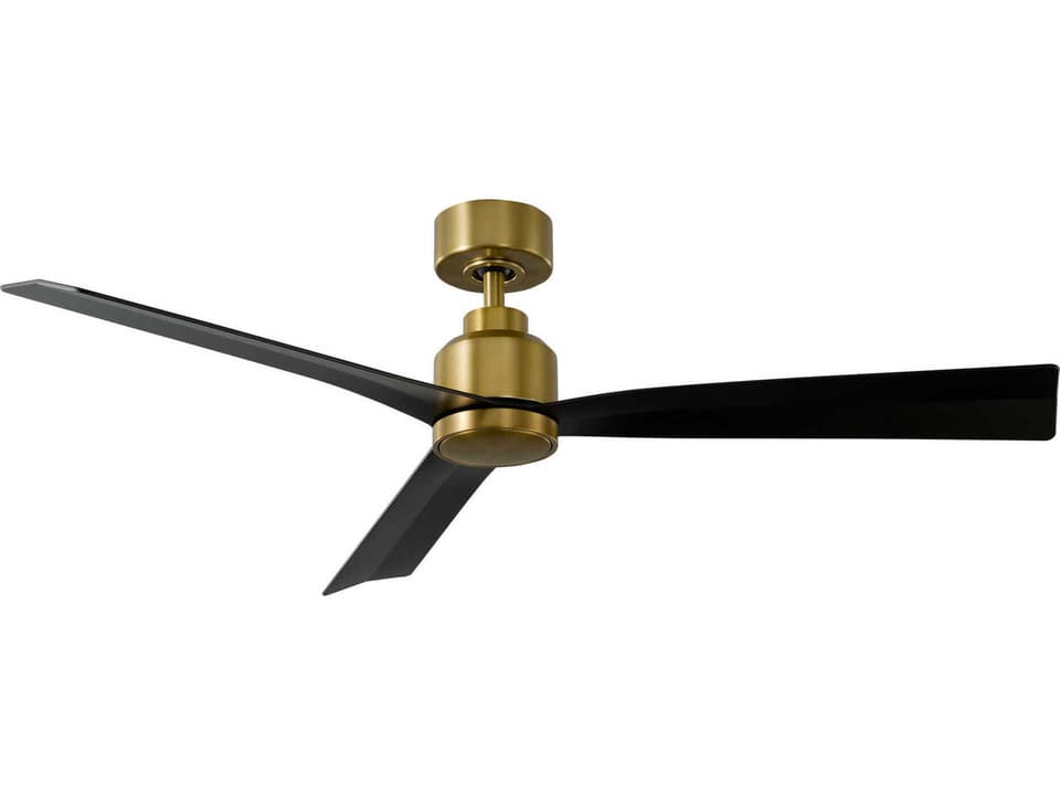 Clean 52-Inch 3-Blade Outdoor Ceiling Fan in Soft Brass Matte Black