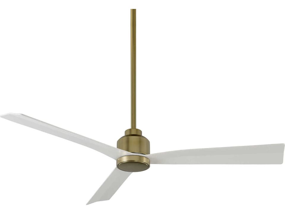Clean 52-Inch 3-Blade Indoor Outdoor Smart Ceiling Fan in Soft Brass Matte White