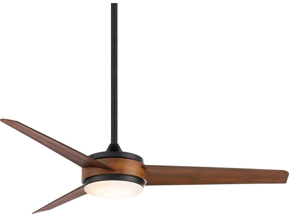 Mod 54-Inch 3-Blade Indoor Outdoor Smart Ceiling Fan in Matte Black Distressed Koa