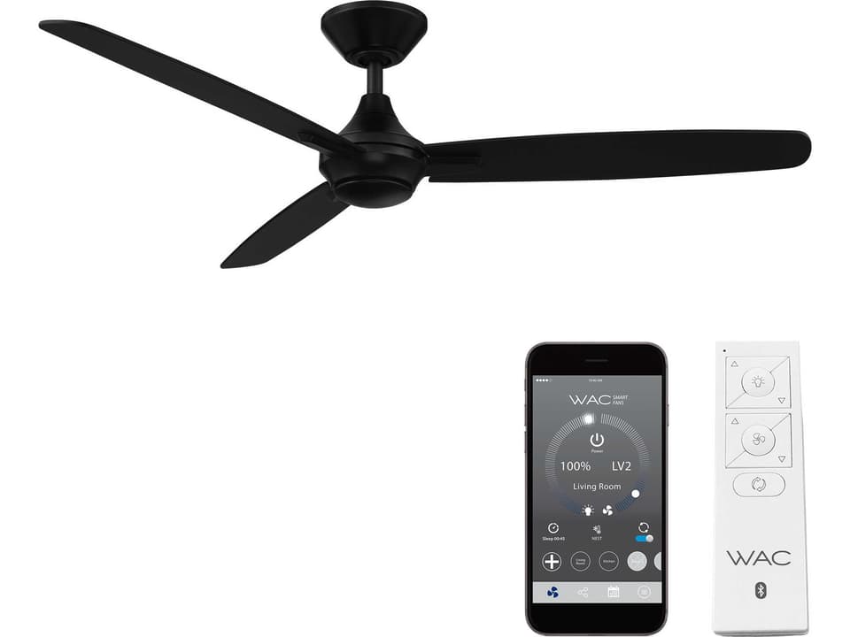 Blitzen 54-Inch 3-Blade Indoor Outdoor Smart Ceiling Fan in Matte Black
