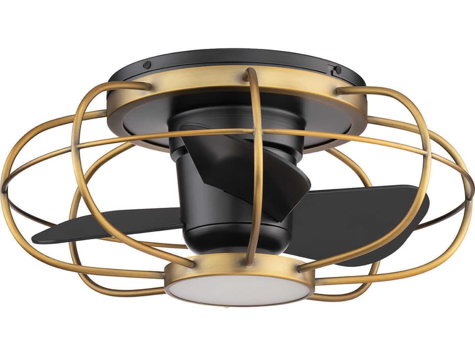 Aella 22-Inch 3-Blade Wet Rated Smart Ceiling Fan with LED Light in Aged Brass Matte Black