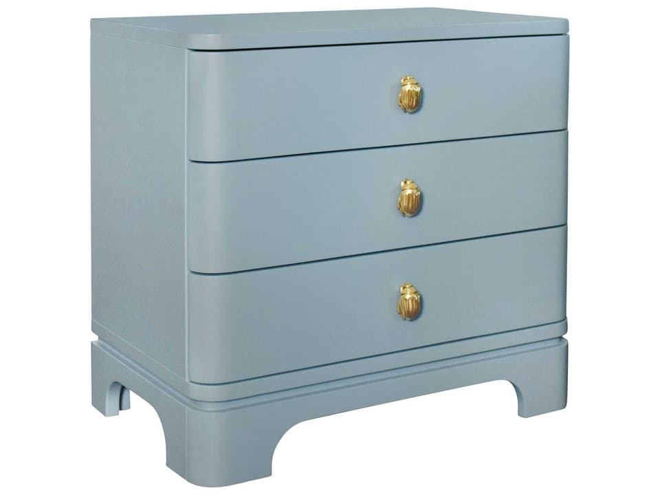 Fortune Three-Drawer Side Table in Light Blue Matte Lacquer