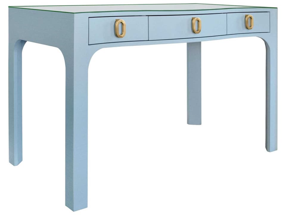 Blue Hardwood Secretary Desk