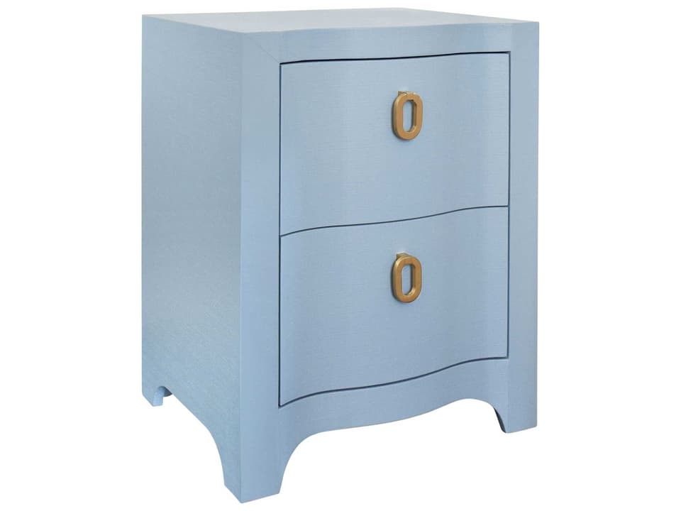 Helena 2-Drawer Light Blue Textured Linen Side Table