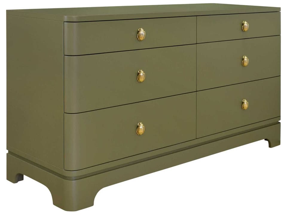 green pageant dress Henley Scalloped Edge 6 Drawer Wide Dresser, Sage Green main image 0