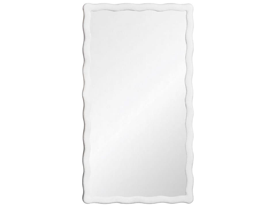 Kylo Rectangle Wall Mirror with Wavey Textured Frame in White