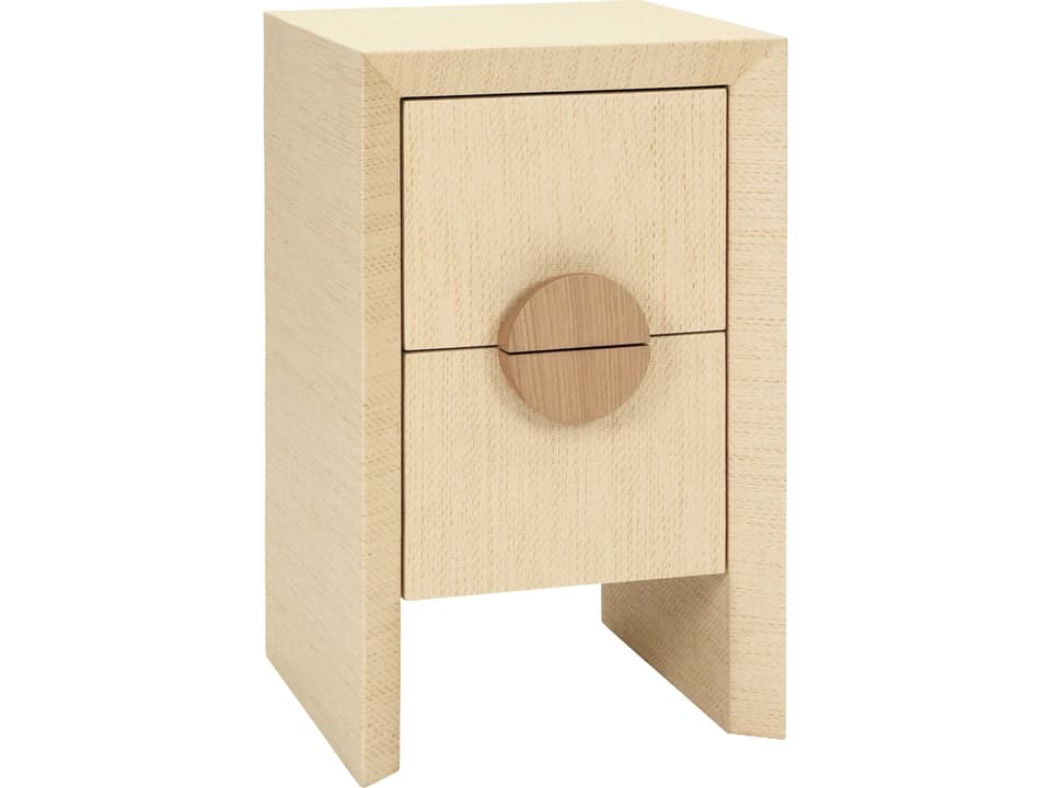 Parker 2-Drawer Natural Grasscloth Side Table