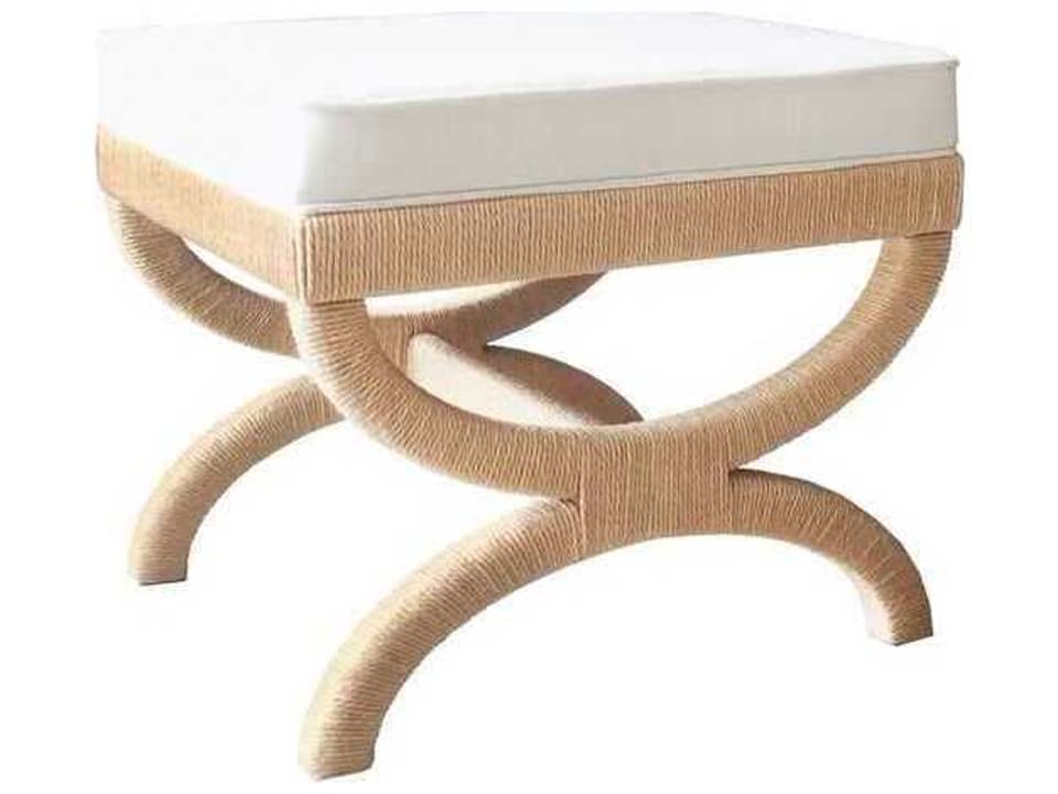 Xanadu Rope Accent Stool with White Linen Cushion