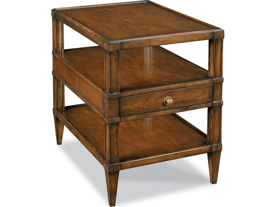 Elin Rectangular Tiered End Table in Bordeaux Finish