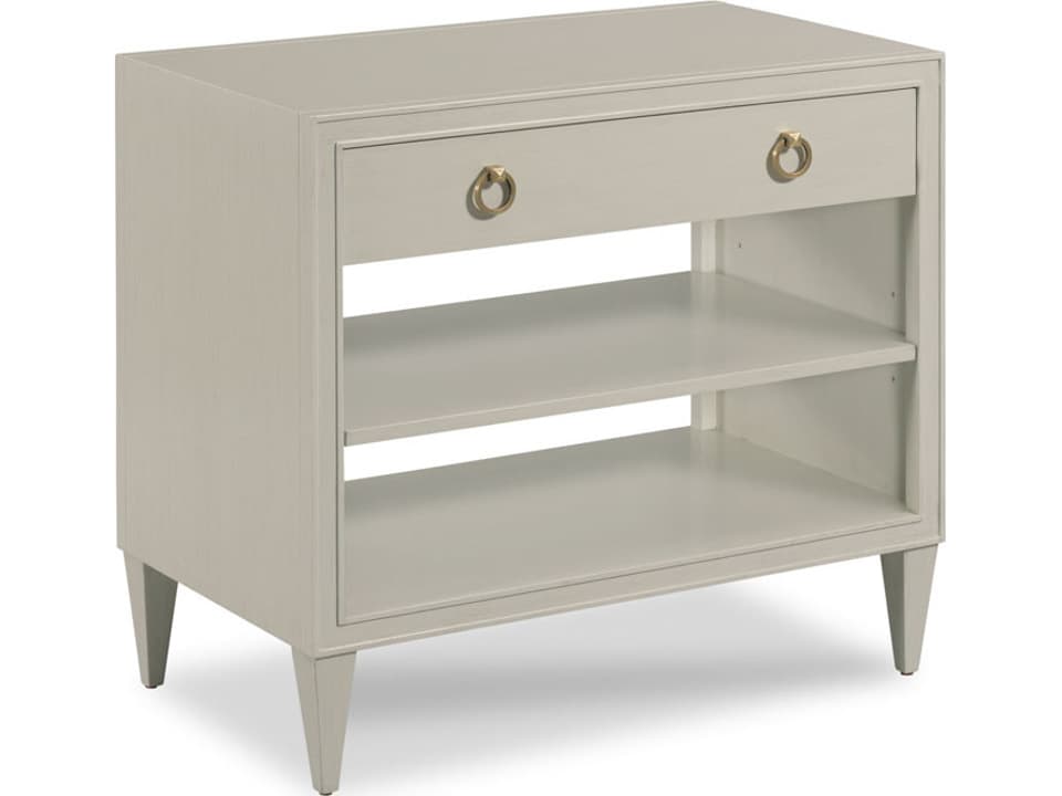 Adams Transitional Nightstand with 1 Drawer and Adjustable Shelf in Carrara Finish