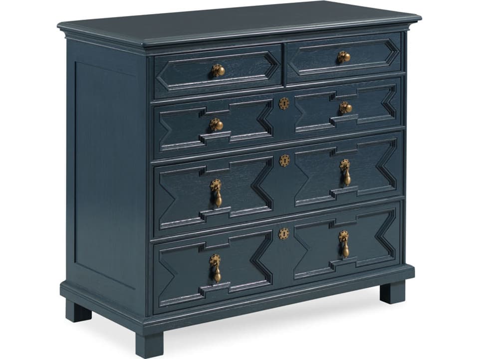 Furniture 17th Century Oak Accent Chest with Five Drawers