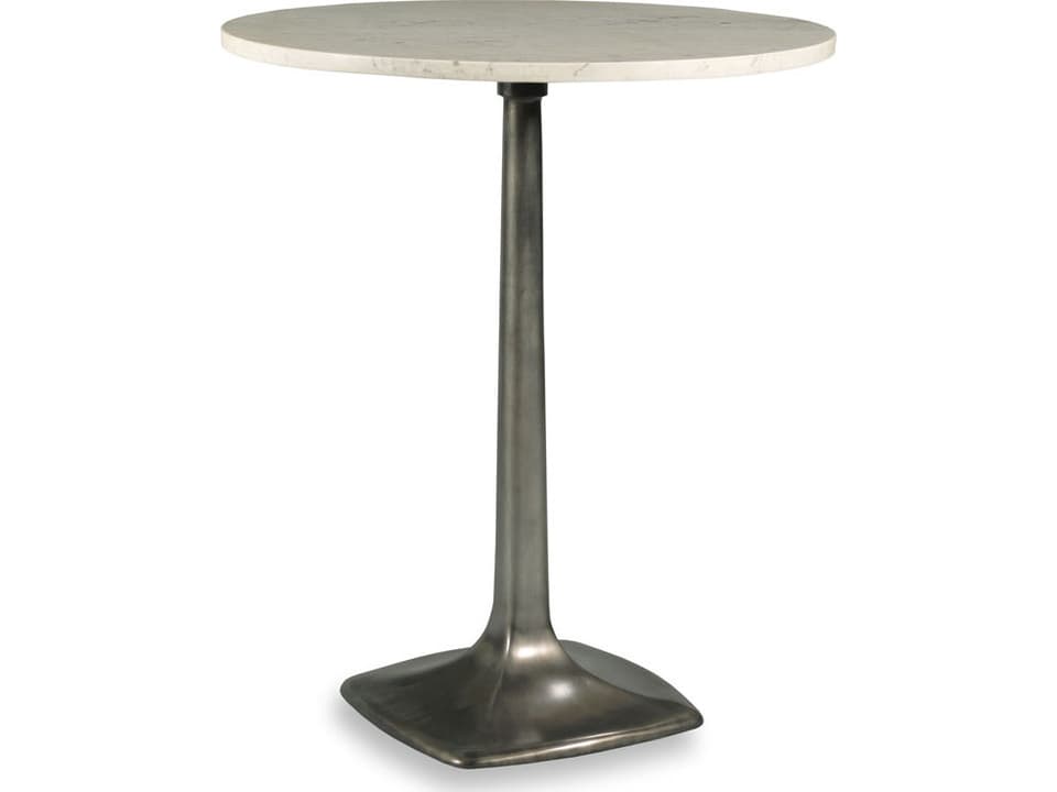 Furniture Calloway Round Pub Table in Carrara Marble and Gunmetal