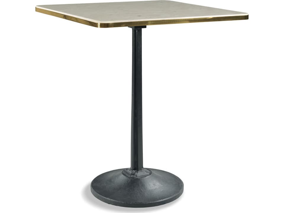 Winston 36-Inch Square Carrara Marble Pub Table with Black Base