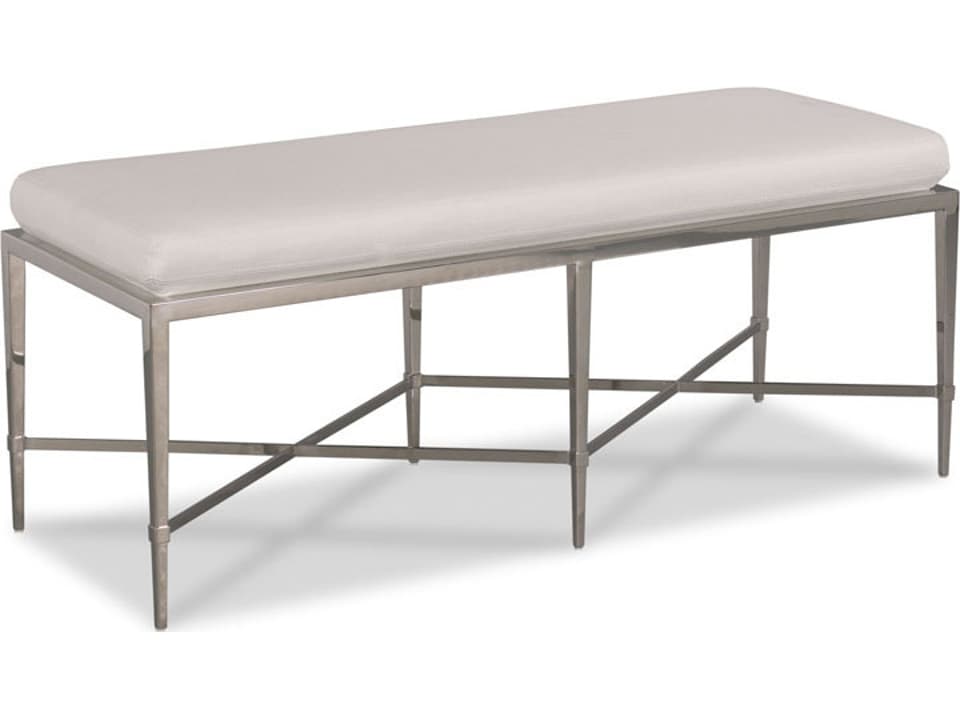 Chelsea Modern Upholstered Bench with Polished Nickel Stainless Steel Frame