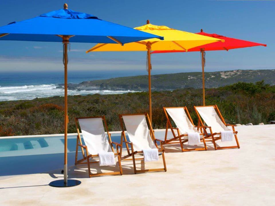 Safari Rectangular Pulley Lift Patio Umbrella Eucalyptus Frame